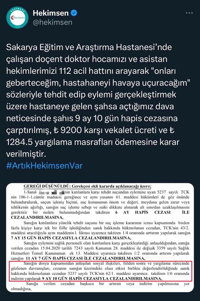 112'yi arayıp 'Onları geberteceğim, hastaneyi havaya uçuracağım' dedi 9 ay hapis cezasına çarptırıldı 112'yi arayıp 'Onları geberteceğim, hastaneyi havaya uçuracağım' dedi 9 ay hapis cezasına çarptırıldı