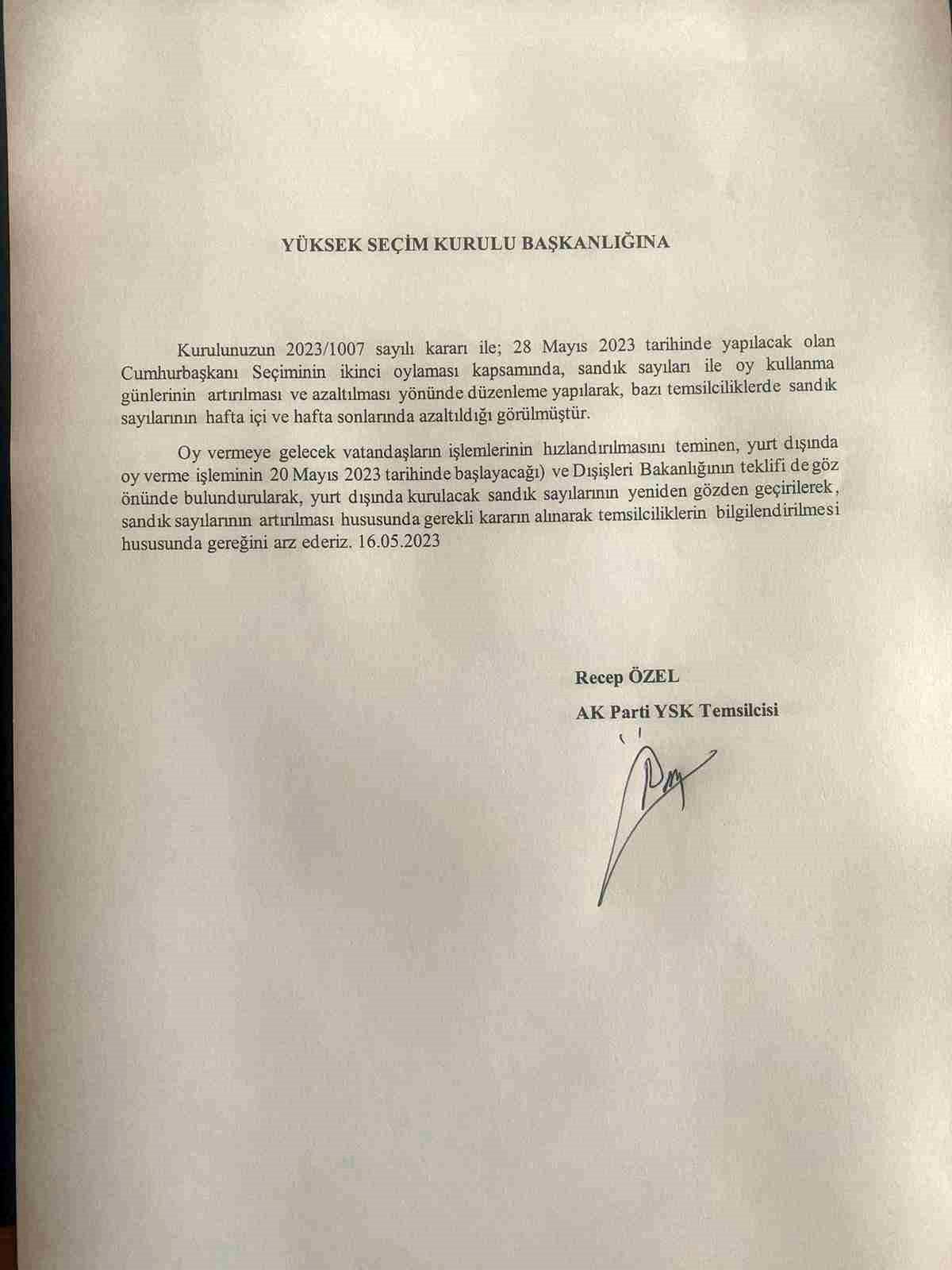 Ak Parti, yurtdışında kurulacak sandık sayısı ve oy günün azaltılmasına itiraz etti
