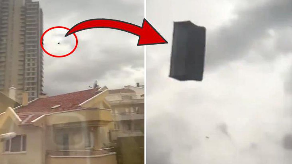 Görenler şaştı kaldı! Başkentteki fırtınada koca koltuk havalandı