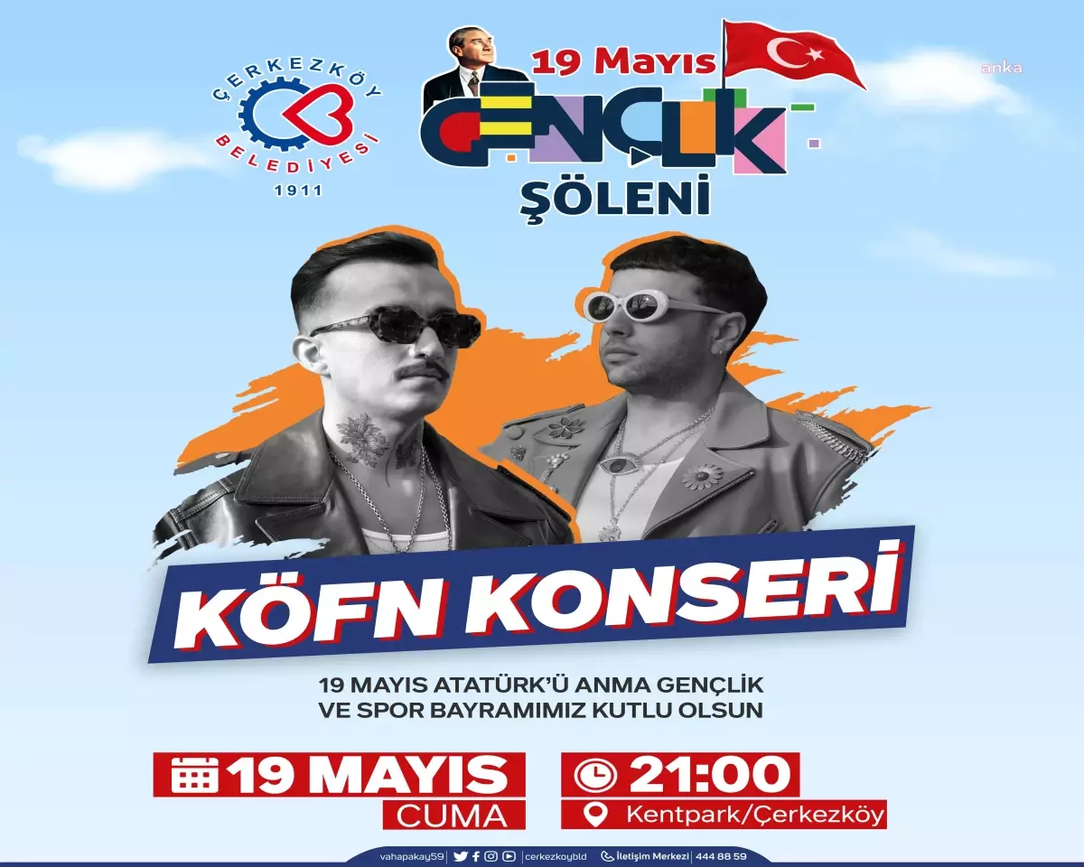 Çerkezköy, 19 Mayıs\'ı \'Köfn\' Konseri ile Kutlayacak