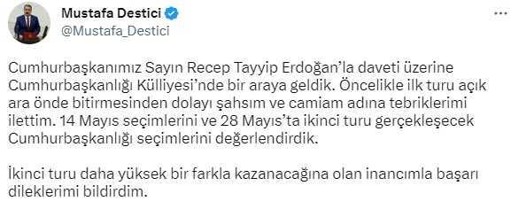 Erdoğan'dan ahde vefa! İkinci turda seçimi kazanırsa Meclis'e giremeyen Destici'ye görev verecek