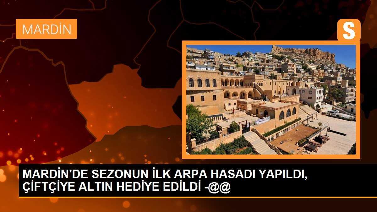 MARDİN\'DE SEZONUN İLK ARPA HASADI YAPILDI, ÇİFTÇİYE ALTIN HEDİYE EDİLDİ -@@