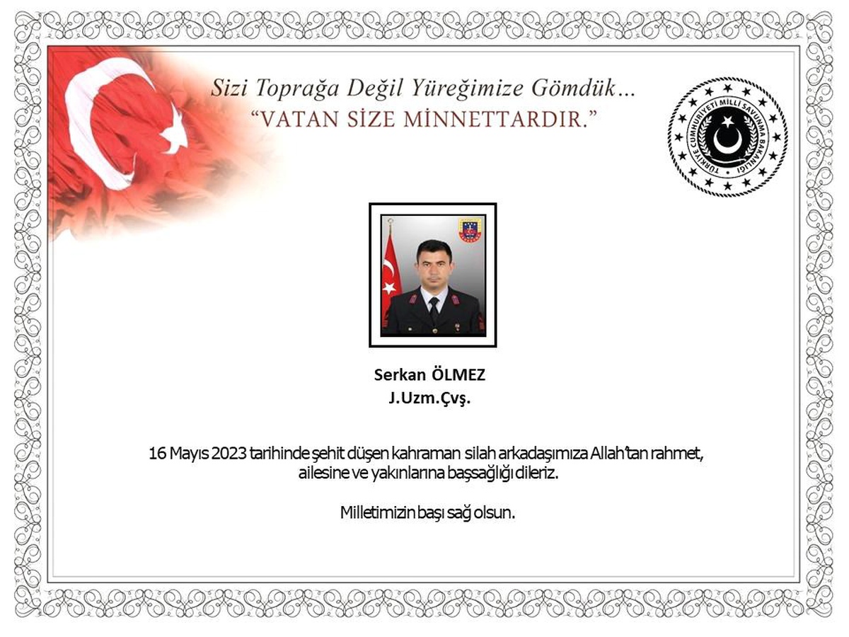 MSB\'den şehit uzman çavuş için başsağlığı mesajı