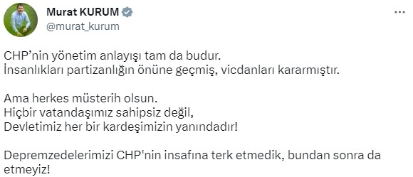 Tekirdağ Büyükşehir Belediyesi'nin depremzedelerle ilgili kararına Bakan Kurum'dan tepki: CHP'nin yönetim anlayışı tam da budur