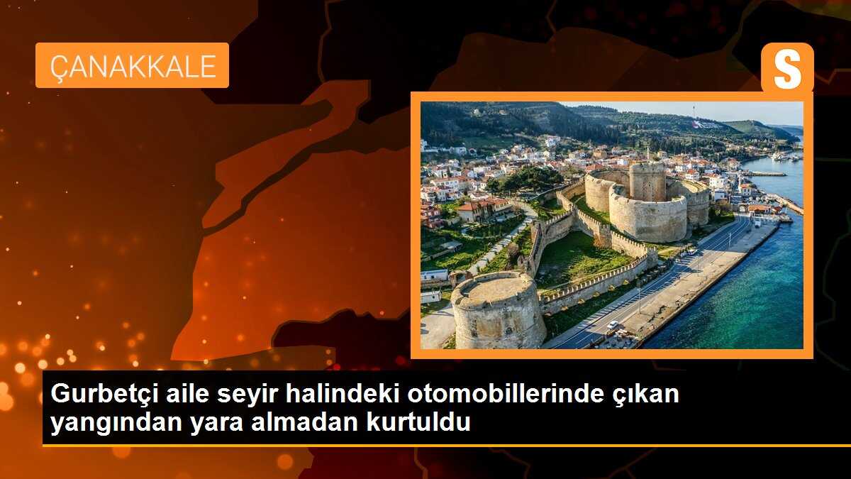 Gurbetçi aile seyir halindeki otomobillerinde çıkan yangından yara almadan kurtuldu