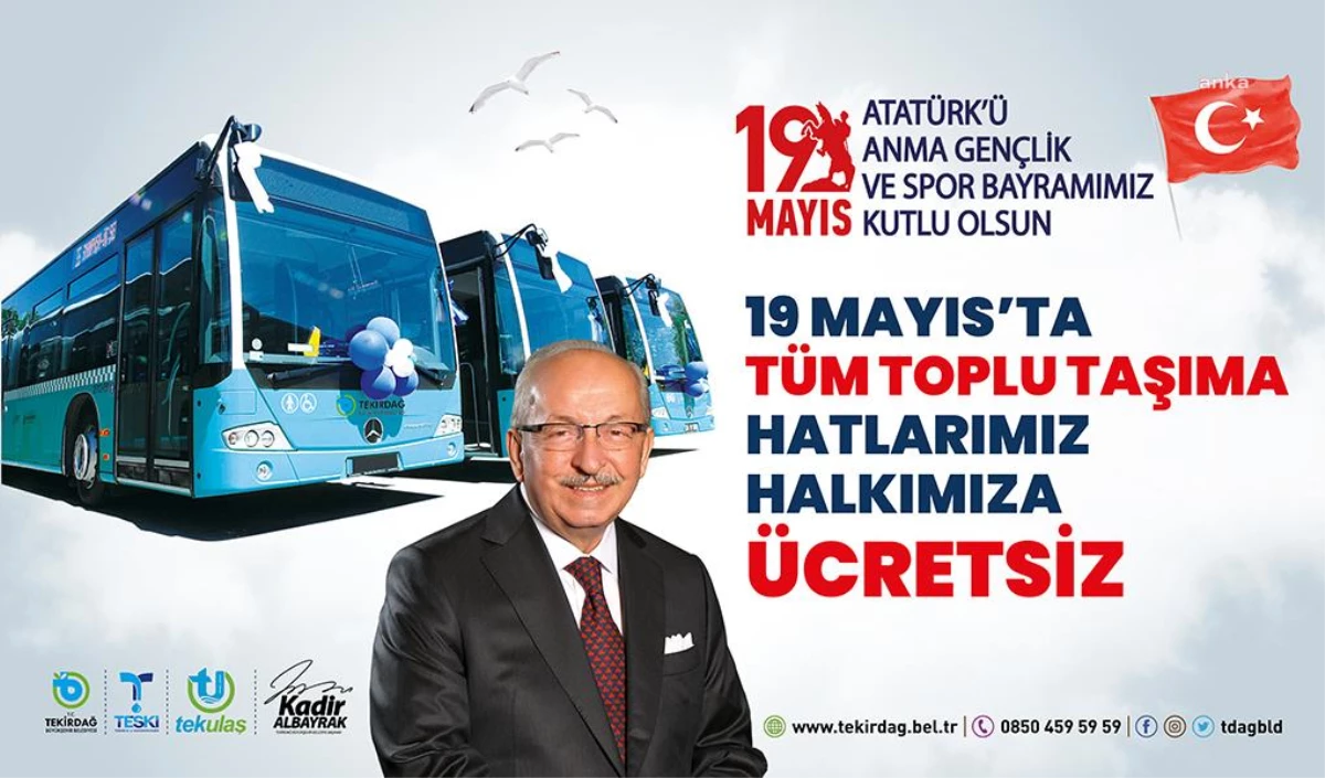 Tekirdağ Büyükşehir Belediyesi\'nden 19 Mayıs\'ta Ücretsiz Ulaşım Hizmeti