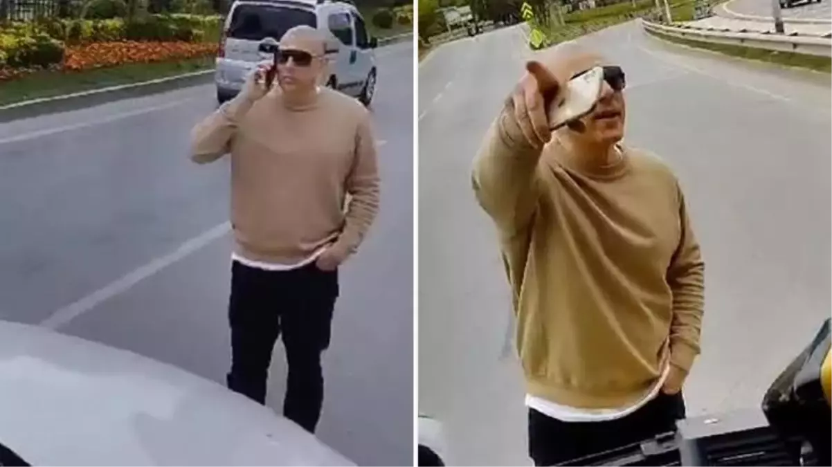 İstanbul\'un orta yerinde otobüsün önünü keserek şoföre küfür ve hakaretler yağdırdı: Sana etek giydireceğim