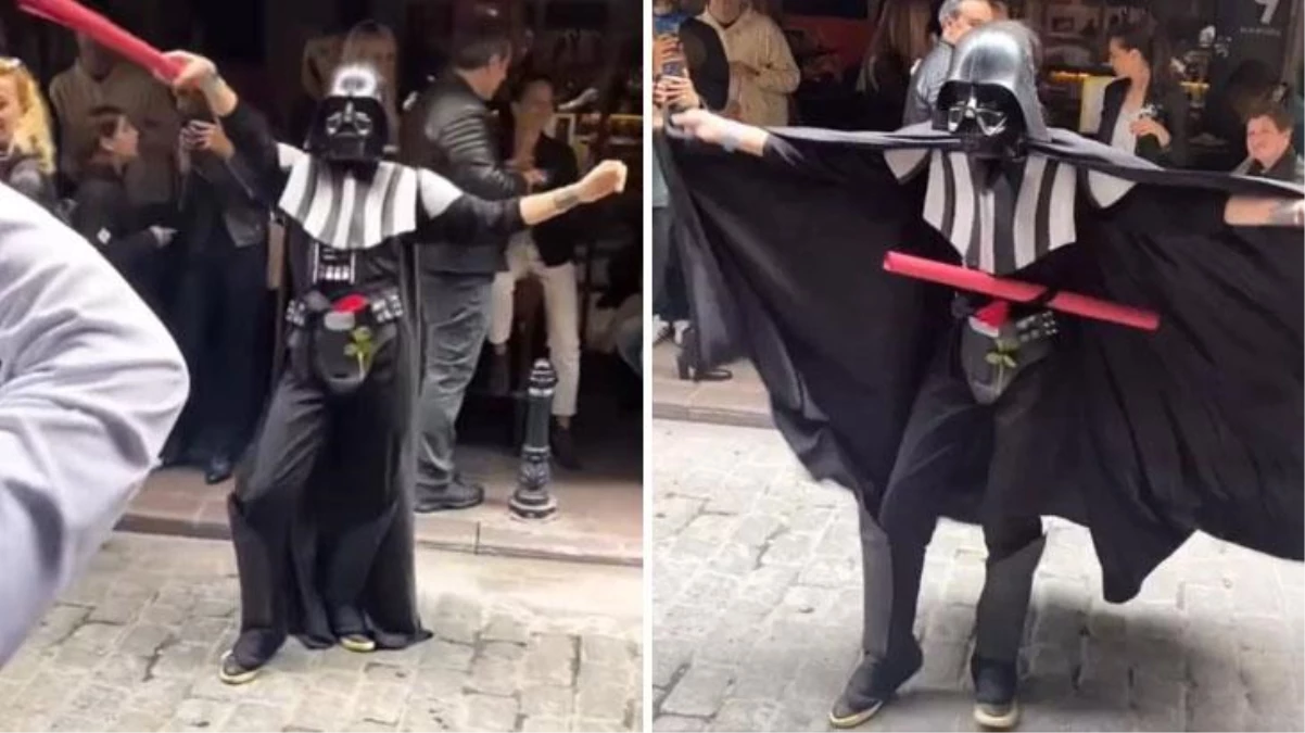 Oyuncu Birce Akalay, arkadaşının doğum gününe Star Wars kostümü giyerek geldi, sokak şenlendi
