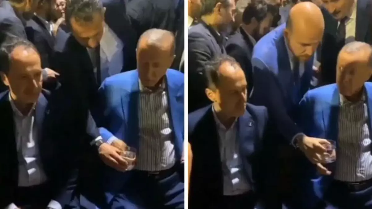 Cumhurbaşkanı Recep Tayyip Erdoğan\'dan dikkatlerden kaçmayan hareket! Suyu, oğlu uzatınca alıp içti