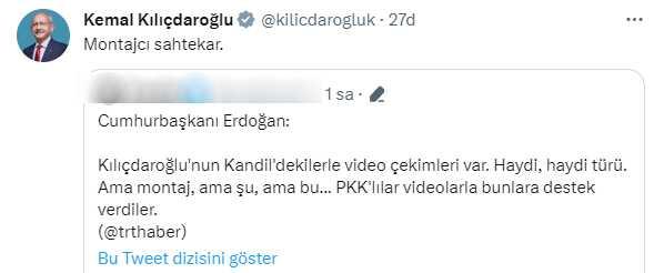 Kılıçdaroğlu'ndan Cumhurbaşkanı Erdoğan'ın 'Kandildekilerle videosu var' iddiasına çok sert tepki