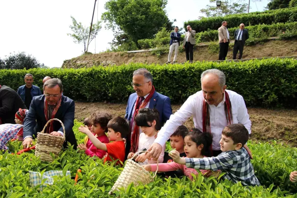 Rize protokolü minik öğrencilerle beraber çay bahçesine girdi