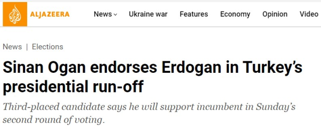 Sinan Oğan'ın Erdoğan'ı desteklemesi dünya basınında