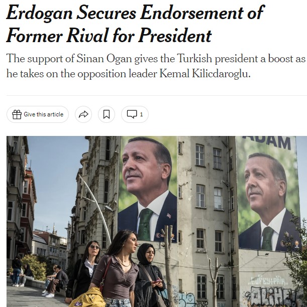 Sinan Oğan'ın Erdoğan'ı desteklemesi dünya basınında