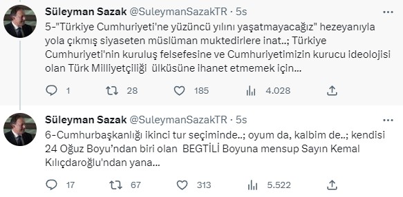 Bahçeli'nin eski yardımcısı Süleyman Servet Sazak da Kılıçdaroğlu dedi