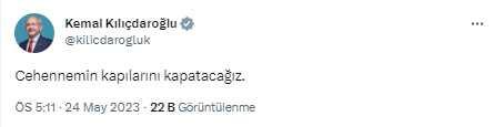 Kılıçdaroğlu'ndan Özdağ'ın destek kararı sonrası tek cümlelik paylaşım: Cehennemin kapılarını kapatacağız