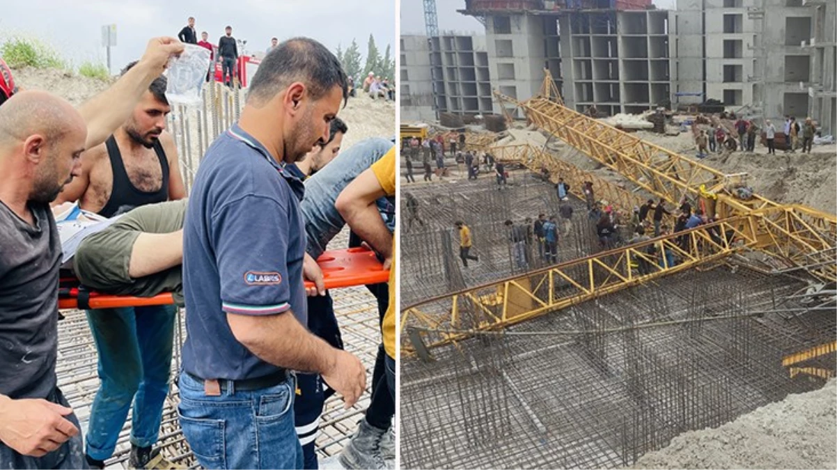 Bursa\'da konut inşaatında devrilen vincin altında kalan operatör ağır yaralandı