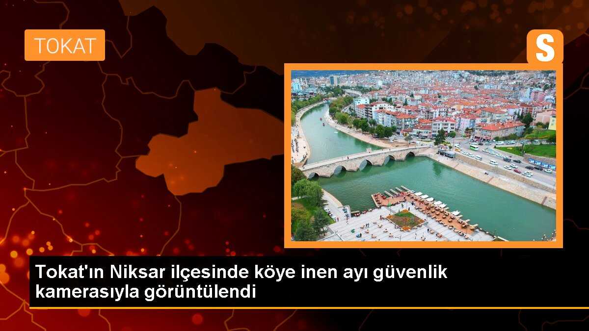 Tokat\'ın Niksar ilçesinde köye inen ayı güvenlik kamerasıyla görüntülendi