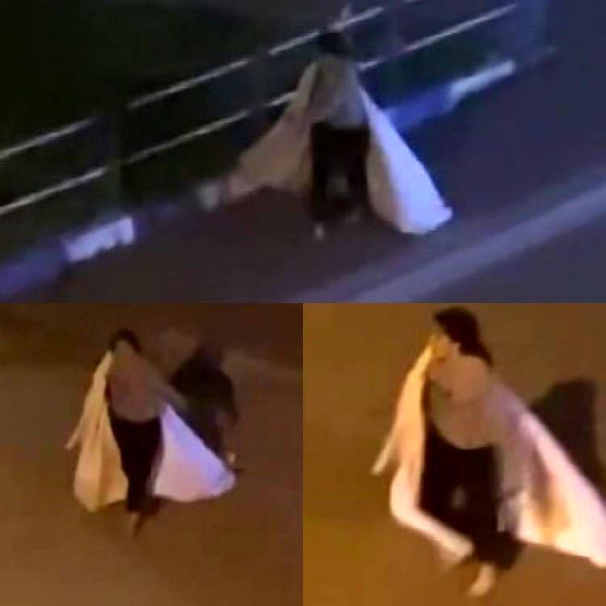 Çarşaf ile sokakta bağıran genç kız dikkat çekti