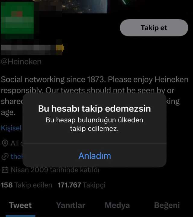Alkollü içecek markalarına Twitter'da takip engelinin güncel olduğu iddiası