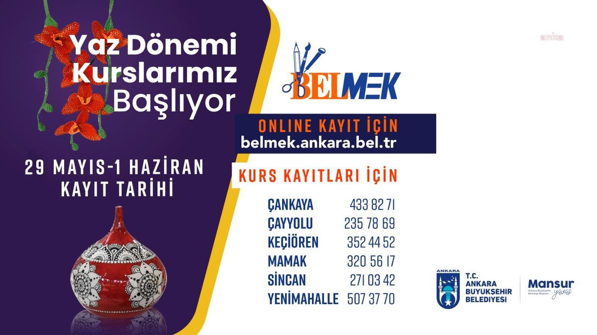 Ankara\'da BELMEK yaz dönemi kurslarına başvurular başlıyor