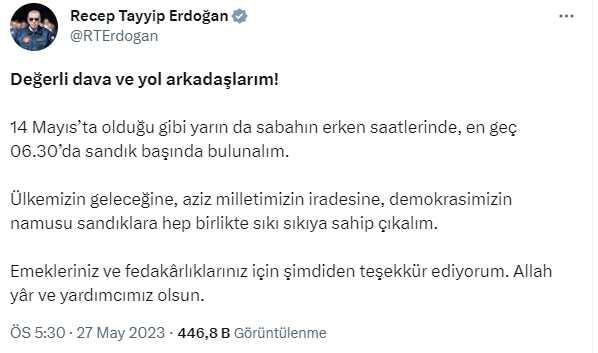 Cumhurbaşkanı Erdoğan ve Kılıçdaroğlu'ndan seçime saatler kala sandık çağrısı