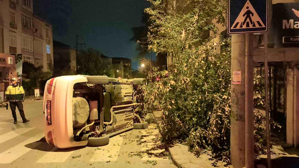 Gebze\'de Ağaca Çarpan Araçta Sürücü Bulunamadı