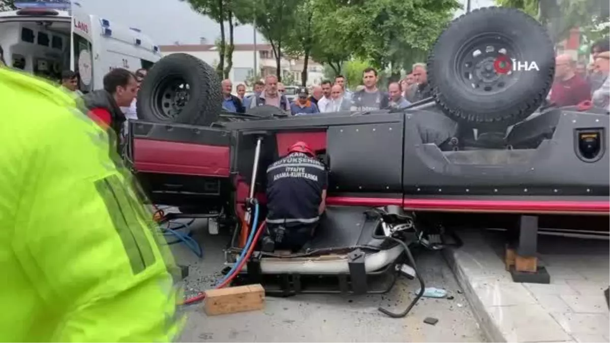 Off-road aracı takla attı... Sıkışan sürücüyü itfaiye ekipleri kurtardı