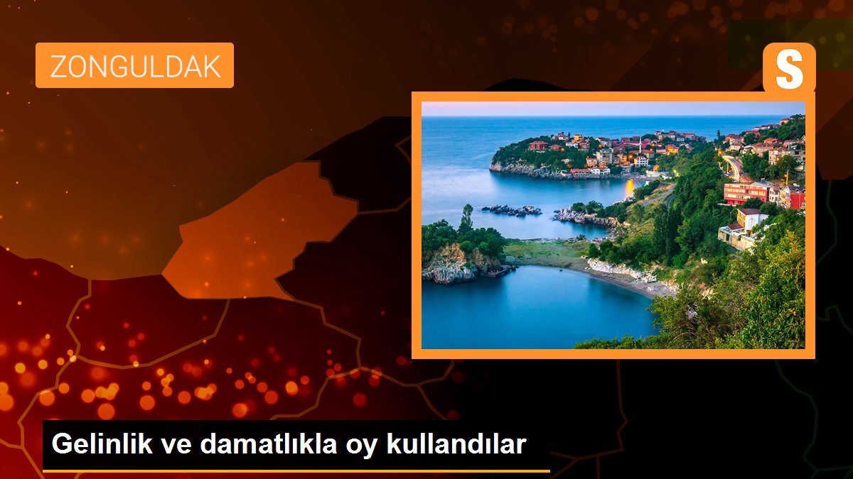 Gelinlik ve damatlıkla oy kullandılar