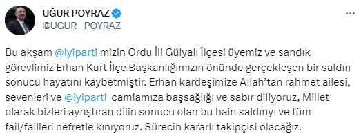 İYİ Parti üyesi bıçaklanarak öldürüldü