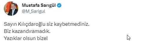 Sarıgül'den seçim yenilgisi sonrası Kılıçdaroğlu'na destek: Yazıklar olsun bize Sarıgül'den seçim yenilgisi sonrası Kılıçdaroğlu'na destek: Yazıklar olsun bize