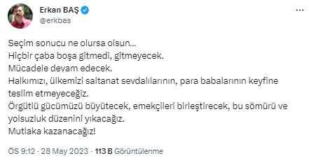 Seçim sonuçlarının ardından Erkan Baş'tan ilk açıklama: Yolsuzluk düzenini yıkacağız Seçim sonuçlarının ardından Erkan Baş'tan ilk açıklama: Yolsuzluk düzenini yıkacağız