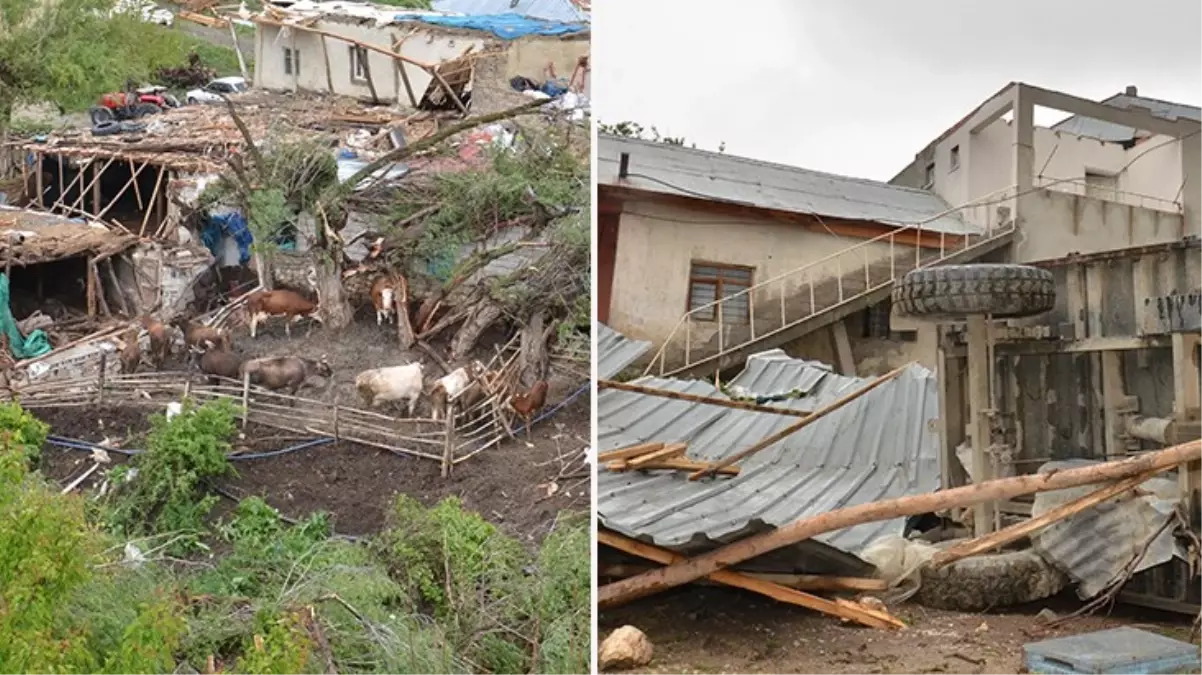 Kahramanmaraş\'ta hortum çatıları uçurdu, ağaçları yerinden söktü