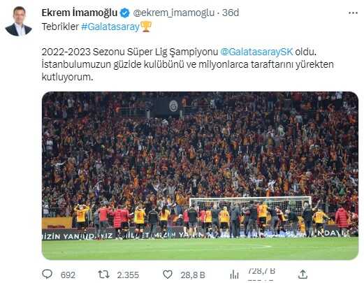 23. kez şampiyonluğa ulaşan Galatasaray'a siyasilerden peş peşe tebrik mesajı 23. kez şampiyonluğa ulaşan Galatasaray'a siyasilerden peş peşe tebrik mesajı