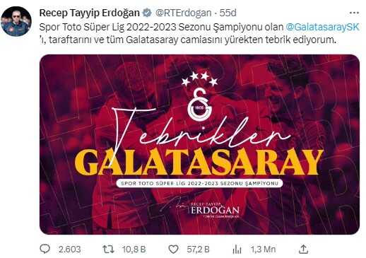 23. kez şampiyonluğa ulaşan Galatasaray'a siyasilerden peş peşe tebrik mesajı 23. kez şampiyonluğa ulaşan Galatasaray'a siyasilerden peş peşe tebrik mesajı