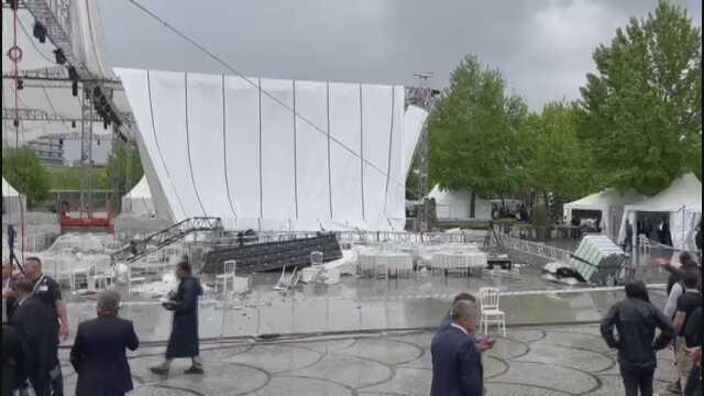 TOBB'un önündeki platform şiddetli yağış nedeniyle çöktü: 4 yaralı