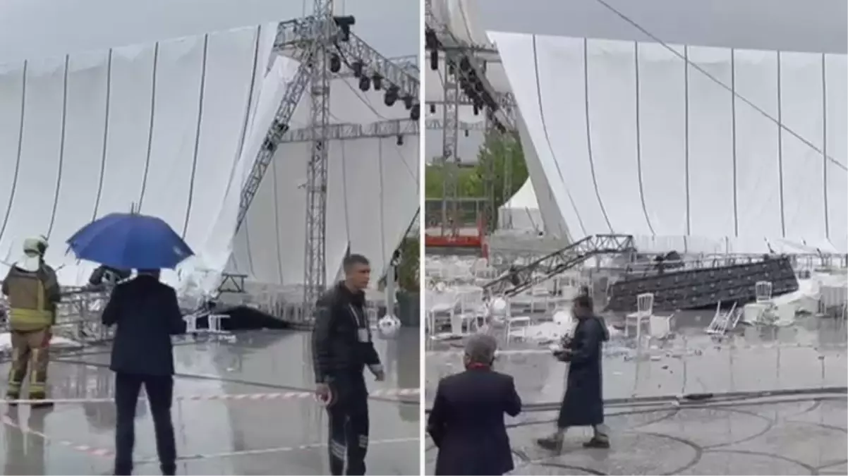 TOBB\'un önündeki platform şiddetli yağış nedeniyle çöktü: 4 yaralı