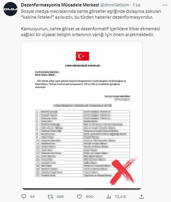 Cumhurbaşkanlığından internete düşen yeni Kabine listesiyle ilgili açıklama: Asılsızdır, haberler dezenformasyondur Cumhurbaşkanlığından internete düşen yeni Kabine listesiyle ilgili açıklama: Asılsızdır, haberler dezenformasyondur