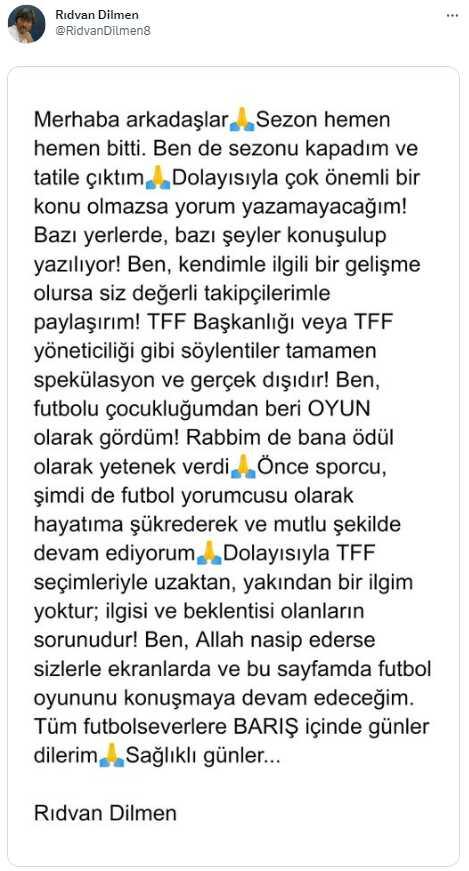 Aday mı oluyor? Rıdvan Dilmen, TFF başkanlığı için ilk kez konuştu