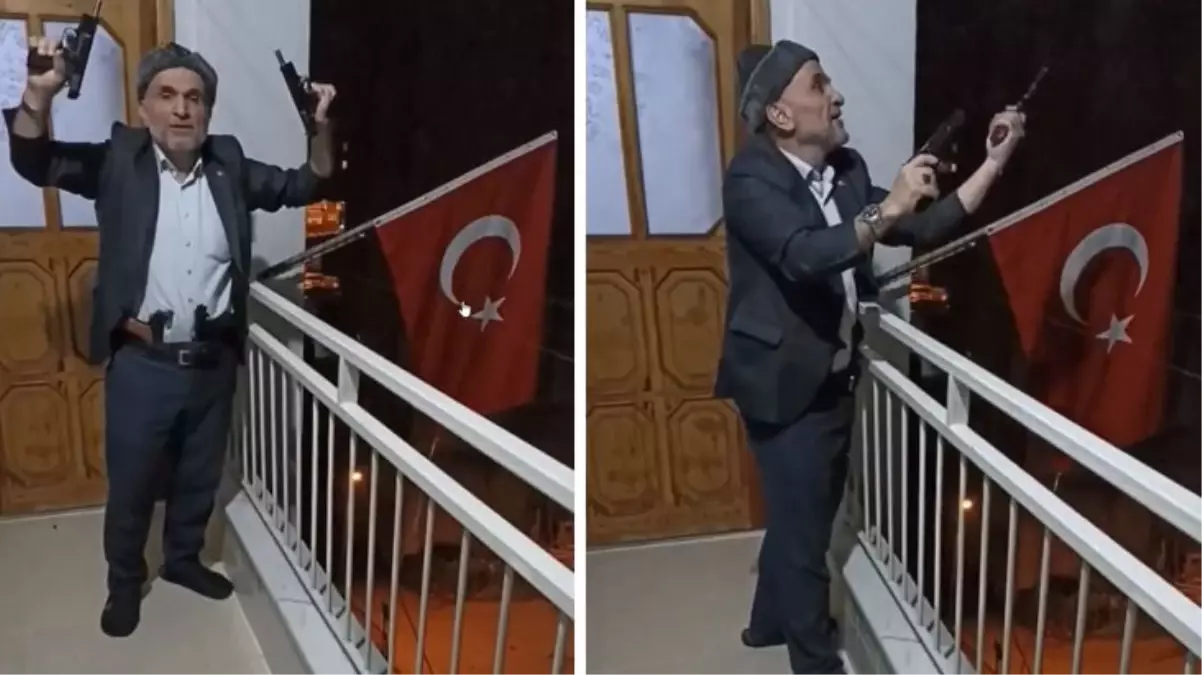 Seçim sonucunu 4 tabancayla havaya ateş ederek kutlayan vatandaşın görüntüsü tartışma yarattı