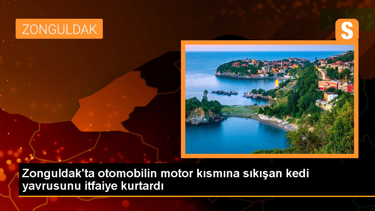 Zonguldak\'ta Otomobilin Motor Kısmına Sıkışan Kedi Yavrusu İtfaiye Tarafından Kurtarıldı