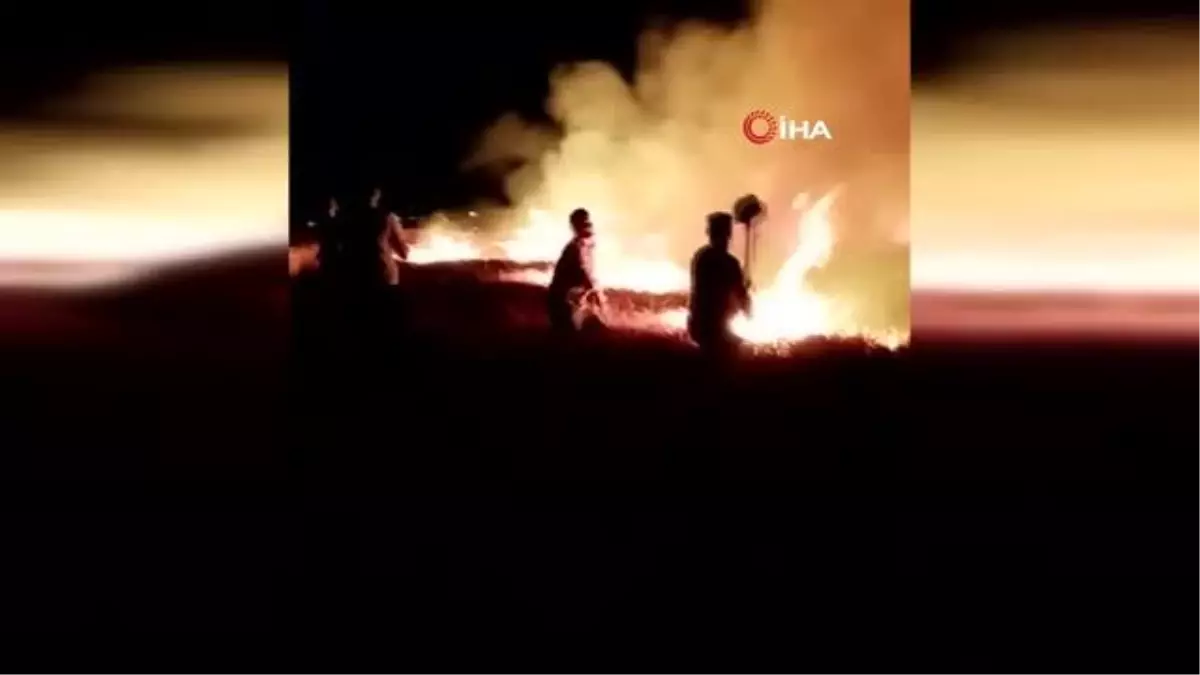 Depremzede çiftçilerin ekili alanı alev alev yandı