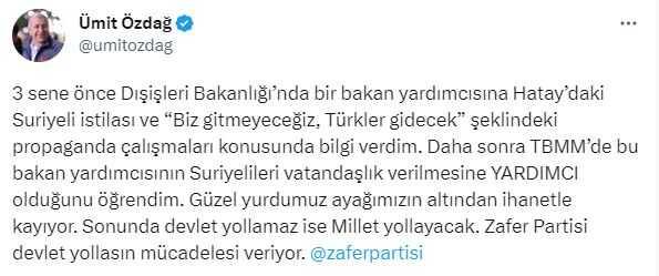 Özdağ'dan Suriyelilerle ilgili tehlikeli sözler: Sonunda devlet yollamaz ise millet yollayacak