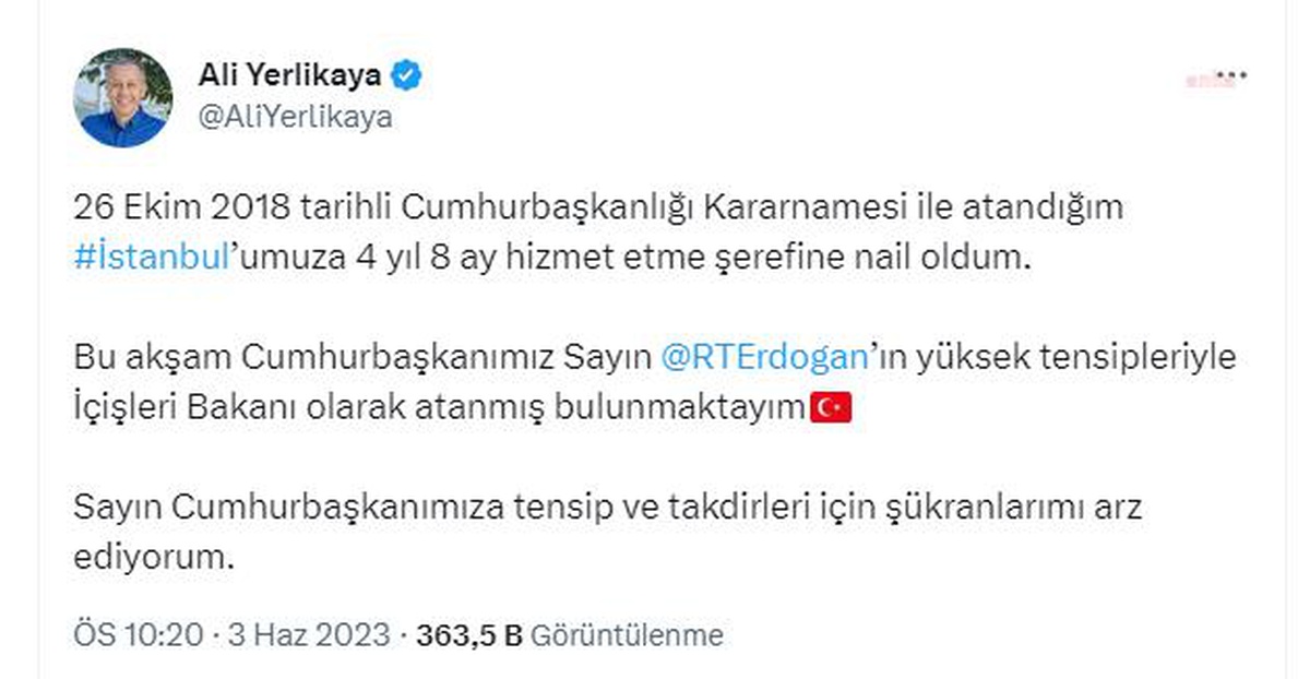 Ali Yerlikaya İçişleri Bakanı Olarak Atandı