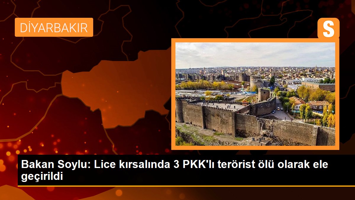 Bakan Soylu: Lice kırsalında 3 PKK\'lı terörist ölü olarak ele geçirildi