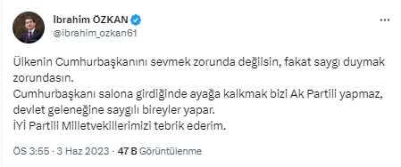 Cumhurbaşkanı Erdoğan'ın yemin töreninde dikkat çeken görüntü! Muhalefetten sadece İYİ Partili vekiller ayağa kalktı