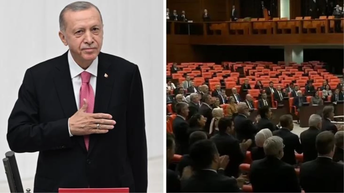 Cumhurbaşkanı Erdoğan TBMM\'de yemin ederken, muhalefet sıraları ne ayağa kalktı ne de alkışladı