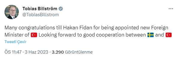 Yeni Kabine'de Dışişleri Bakanlığı görevini üstlenen Hakan Fidan'a dünyadan tebrik mesajları