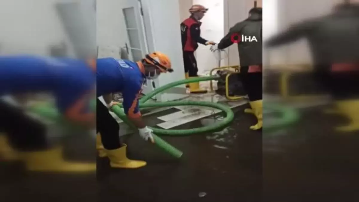 Rögarların tıkanması sonucu evler su altında kaldı