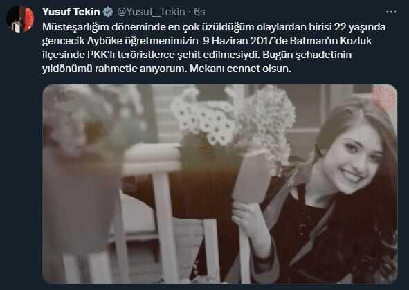 Cumhurbaşkanı Erdoğan, şehit öğretmen Aybüke Yalçın'ı andı Cumhurbaşkanı Erdoğan, şehit öğretmen Aybüke Yalçın'ı andı