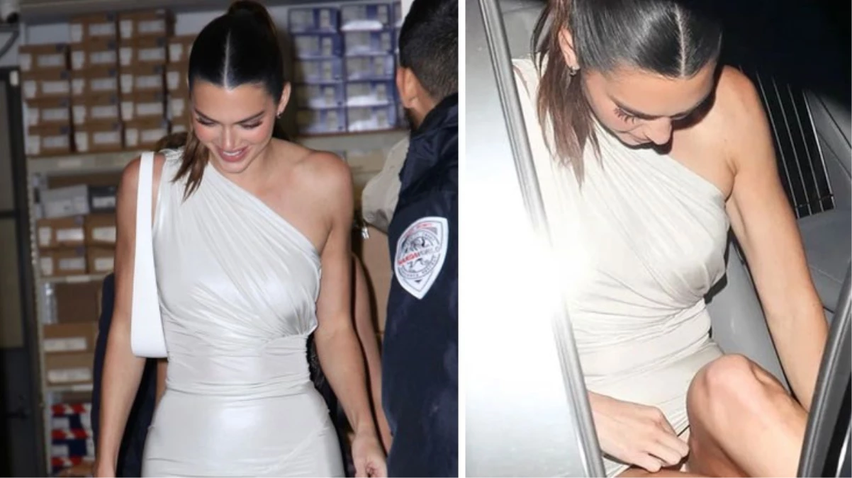 Süper mini elbisesiyle arabaya binmeye çalışan Kendall Jenner\'ın iç çamaşırı göründü